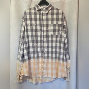 Southern Bliss Bleach Splatter Plaid Shirt XXL